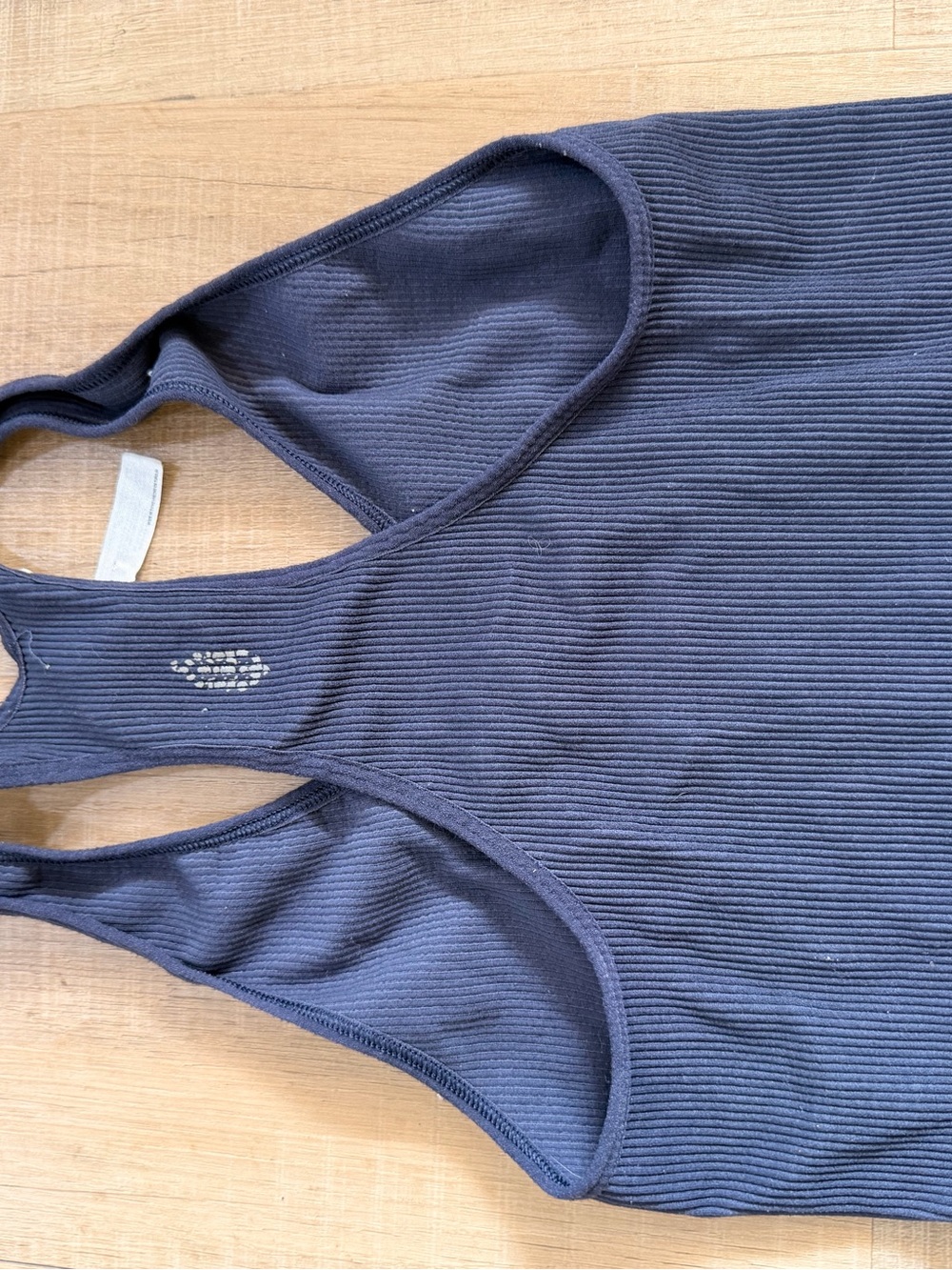 Free People Ribbed Racerback Crop Tank Top - Navy - Picture 3 of 3